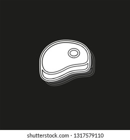 meat icon, vector lamb, beef, pork or ham steak, beef bacon