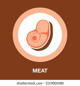 meat icon, vector lamb, beef, pork or ham steak, beef bacon