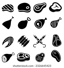 Meat icon vector set. Steak illustration sign collection. BBQ symbol. Food logo. Brazier mark.