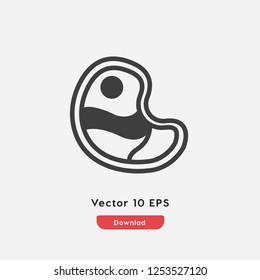 Meat icon vector. Meat symbol. Linear style sign for mobile concept and web design. Meat symbol illustration. Pixel vector graphics - Vector.