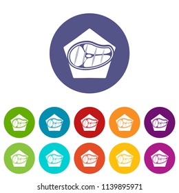 Meat icons color set vector for any web design on white background