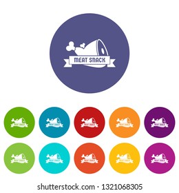 Meat icons color set vector for any web design on white background