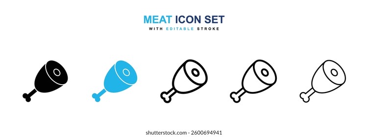 Meat icons graphics set in black and blue colors