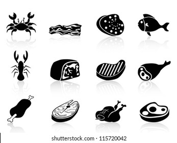 meat icons set