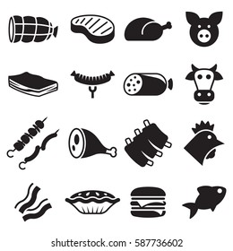 Meat icons set