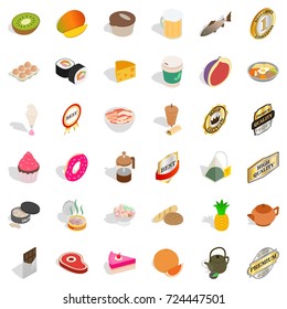 Meat icons set. Isometric style of 36 meat vector icons for web isolated on white background