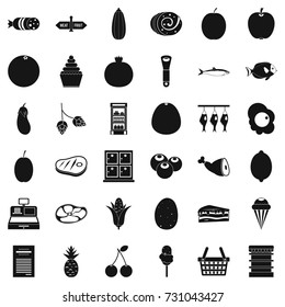 Meat icons set. Simple style of 36 meat vector icons for web isolated on white background