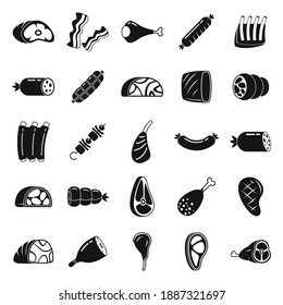 Meat icons set. Simple set of meat vector icons for web design on white background