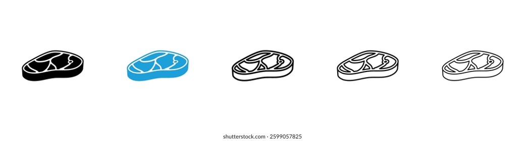 Meat icons vector illustrations in black and blue colors for web and ui designs