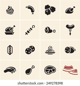 Meat icons vector set. Meat products collection.