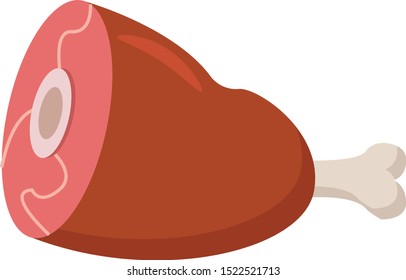 Meat, illustration, vector on white background.