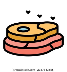 Fleischinfektion Symbol Umrissvektor. Epidemiische Allergie. Sicherheitsentfernungsfarbe