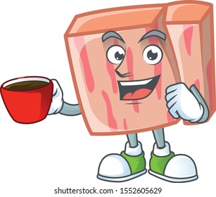 Meat for ingredient food with drinking in cup mascot.