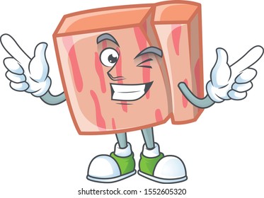 Meat for ingredient food with wink mascot.