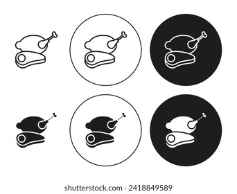 Meat Isolated on White Background set. Meat vector line art logo