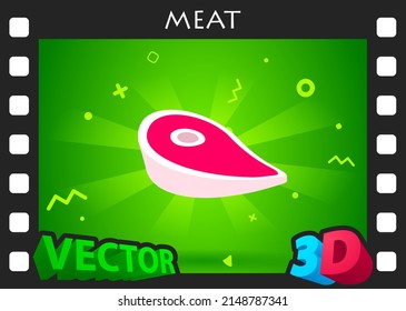 Meat isometric design icon. Vector web illustration. 3d colorful concept