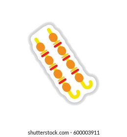 meat kebab grilled,mutton, steaks on skewers, picnic with grilled meal sticker