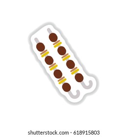 meat kebab grilled,mutton, steaks on skewers, picnic with grilled meal sticker