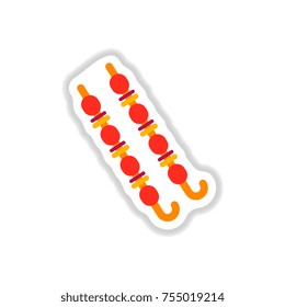 meat kebab grilled,mutton, steaks on skewers, picnic with grilled meal sticker