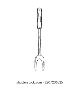 meat kitchen fork on white background