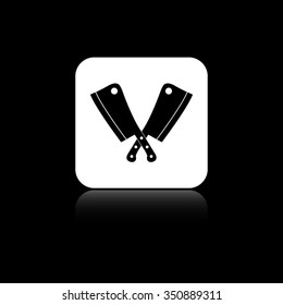 Meat knife - black vector icon on the white button