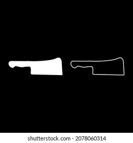 Meat knife Cleaver kitchen icon white color vector illustration flat style simple image set