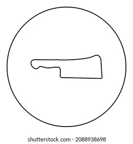 Cuchilla de carne Icono de cocina Cleaver en círculo color negro ilustración de la imagen contorno línea delgada estilo simple