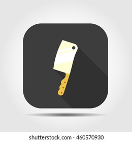 meat knife flat icon with long shadow, vector illustration