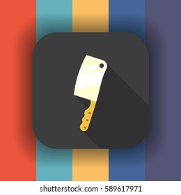meat knife flat icon with long shadow, vector illustration