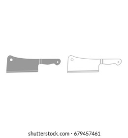 Meat knife grey set  icon .
