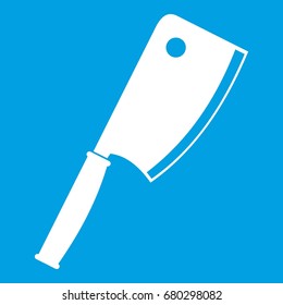 Meat knife icon white isolated on blue background vector illustration
