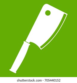 Meat knife icon white isolated on green background. Vector illustration