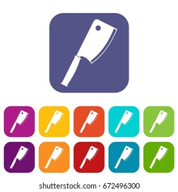 Meat knife icons set vector illustration in flat style In colors red, blue, green and other