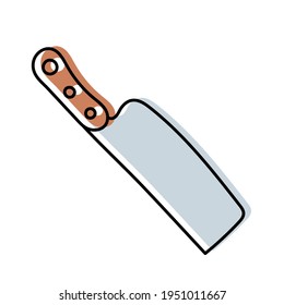 Fleischmesser. Küchengeschirr-Skizze. Doodle Linie Vektorküchenausrüstung und Werkzeug. Cutlery-Illustration