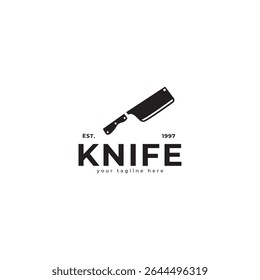 Meat knife logo in retro vintage flat vector design style