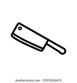 Meat knife outlined icon isolated on white background. Cookware and kitchen utensil vector illustrations.
