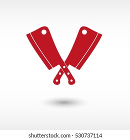 Meat knife - red vector  icon with shadow