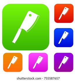 Meat knife set icon color in flat style isolated on white. Collection sings vector illustration