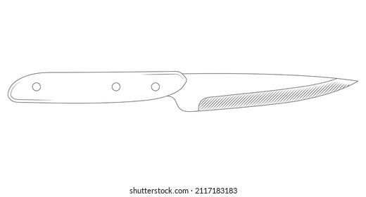 Meat knife sketch outline vector illustration.