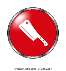 Meat knife - vector icon on the  red button