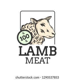 Meat label isolated on white. Vector illustration.
