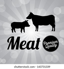 meat label over gray background vector illustration
