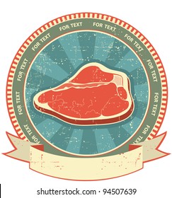 Meat label set on old paper texture.Vintage background