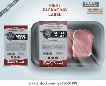 Meat Label, Sheep Meat packaging, Cow meat, label for print, Cow meat box labaling, Label and packaging, barcode, package design, price label, vector packgaing design, Box mockup, free mockup