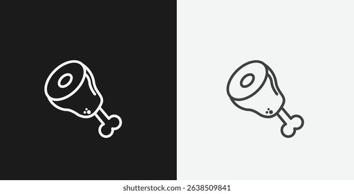 Meat Leg or Drumstick with Bone on Black and White Backgrounds, Representing Food or Meal