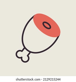Meat leg flat icon. Farm animal sign. Graph symbol for your web site design, logo, app, UI. Vector illustration