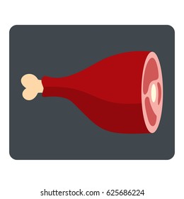 Meat leg icon flat isolated on white background vector illustration