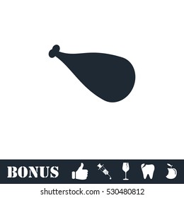 Meat leg icon flat. Vector illustration symbol and bonus pictogram