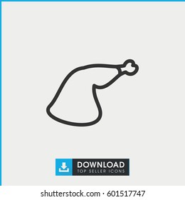 meat leg icon. simple outline meat leg vector icon. on white background.