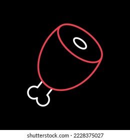 Meat leg isolated on dark background icon. Farm animal sign. Graph symbol for your web site design, logo, app, UI. Vector illustration
